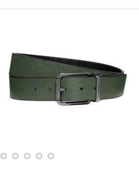 Coach Olive Green Leather Belt with Gunmetal Buckle